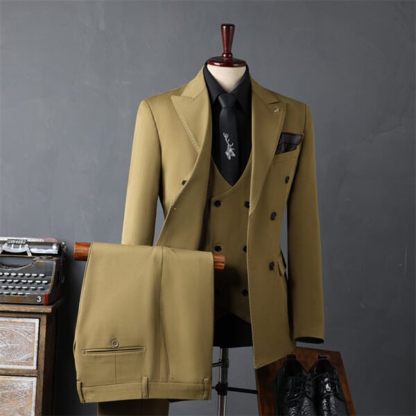 Men's Double-Breasted Suit Business Formal Wear Korean Groomsmen Wedding Groom Jacket
