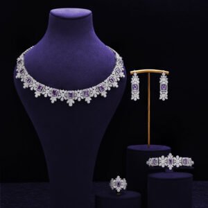 Purple Zircon Micro-Pave Bridal Necklace Set