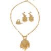 Xinjiang Ethnic Style Jewelry Set, Three-Piece Necklace Set, Gold-Plated Patterned Earrings and Rings, Wholesale, Summer Hot Item