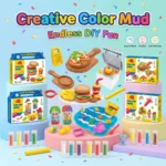 Colored Clay Play Set with Molds - Kids DIY Clay Tool Kit
