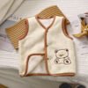 Kids Lamb Fleece Vest with Embroidered Bear and Snap Buttons