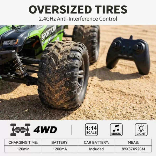 RC rock crawler 1:14 Scale 4WD Off-Road RC Rock Crawler / Swing Car - 2.4G Remote Control Truck with Lights