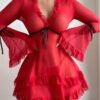 Cross-Border Foreign Trade European and American New Sexy Lingerie Sexy Women's Lace Mesh Polka Dot Skirt Pajamas Sexy Suit