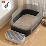 Cat Litter Box, Extra Large Semi-Enclosed, Anti-Splash, Kitten Safe, Thickened, Deodorant Cat Toilet