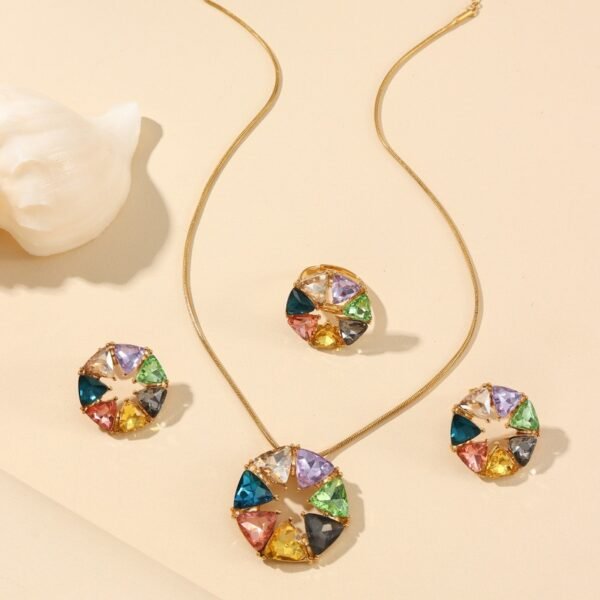 Xiyin Cross-Border Necklace Set, Colorful Design Pendant, Non-Fading Light Luxury Clavicle Chain 2 Xiyin Cross-Border Necklace Set, Colorful Design Pendant, Non-Fading Light Luxury Clavicle Chain