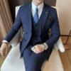 Suit Men's Suit Business Formal Wear Black Double-Breasted Wedding Suit Men's Autumn and Winter New Wedding Dress