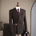 2025 Autumn and Winter Suit Men's High-End Double-Breasted Striped Suit Men's Suit Casual Groom's Wedding Dress