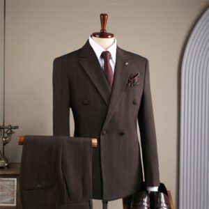 2025 Autumn and Winter Suit Men's High-End Double-Breasted Striped Suit Men's Suit Casual Groom's Wedding Dress