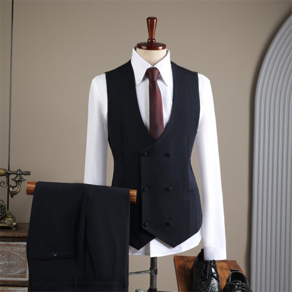 2025 Autumn and Winter Suit Men's High-End Double-Breasted Striped Suit Men's Suit Casual Groom's Wedding Dress