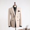 Double-Breasted Suit Set for Men, Formal Business Casual Slim Fit Plus Size Wholesale Wedding Blazer, High-End Feel