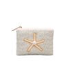 Pearl Starfish Seed Bead Embroidered Coin Purse - Small Square Beaded Bag