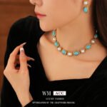 Vintage Turquoise & Pearl Jewellery - Sterling Silver Pin Stud Earrings and Necklaces