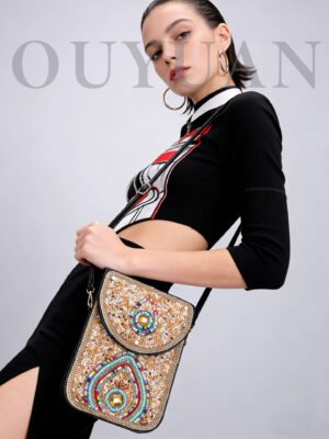 Handmade Beaded Phone Crossbody Bag — Ethnic Style