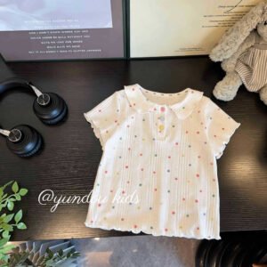 Girls Colorful Star Print T-Shirt - Short Sleeve Summer Top