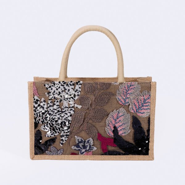 Sequin Embroidered Woven Tote Bag - Large Capacity Handbag