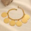 Copper Alloy Electroplated Badge Bracelet, Coin Style Ethnic Jewelry, Retro Gold Geometric Shape 1 Copper Alloy Electroplated Badge Bracelet, Coin Style Ethnic Jewelry, Retro Gold Geometric Shape