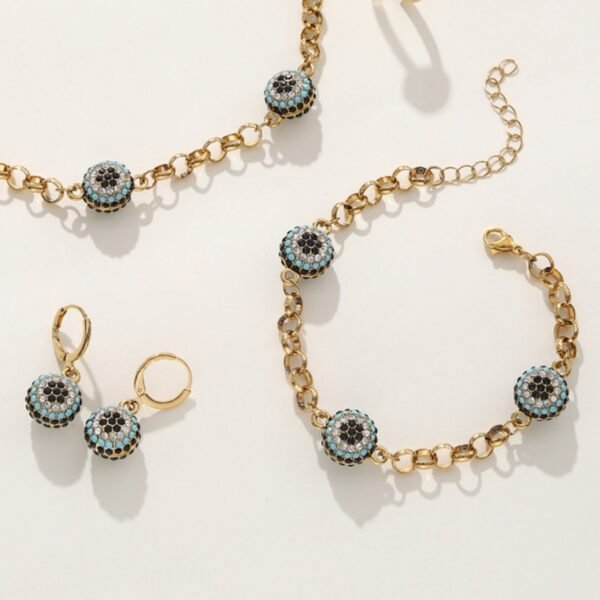 Cross-Border Fashion Devil's Eye Necklace Four-Piece Set, European and American Light Luxury