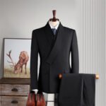 Whale and Lion Double-Breasted Suit Men's Business Casual British Style Groomsmen Wedding Slim-Fit