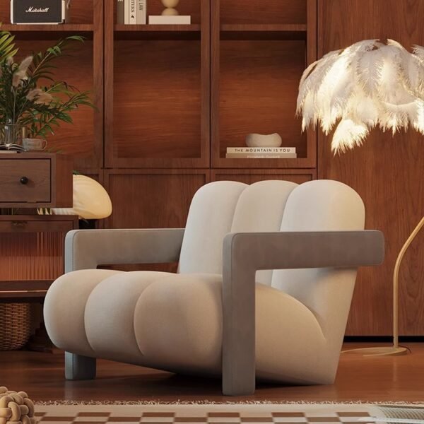 Retro Accent Chair - Designer Single Seat Sofa in Tech Leather