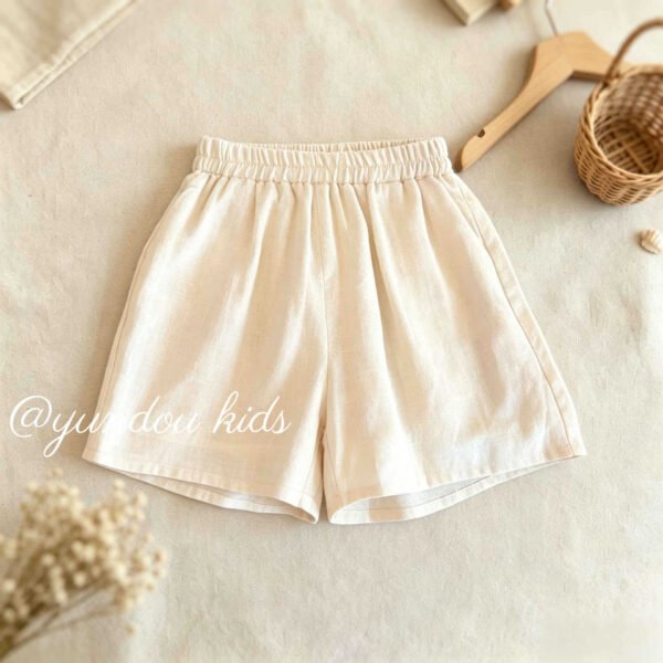 Girls' Tencel Linen Sleeveless Set with Lace Collar, Simple Cute Princess Style