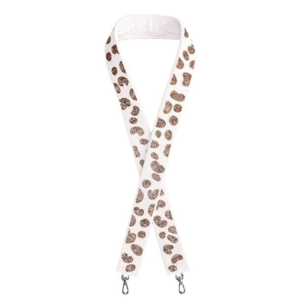 Machine-Embroidered Beaded Bag Strap - Replaceable Leopard Print Shoulder Strap