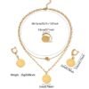French Retro Fashion Coin Badge Pendant Necklace Set Gold-Plated