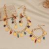 Coin Jewelry Set, Colored Diamond Necklace Four-Piece Set with Zircon Earrings 1 Coin Jewelry Set, Colored Diamond Necklace Four-Piece Set with Zircon Earrings