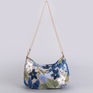 Sequin Embroidered Flower Chain Shoulder Bag — Elegant Crossbody