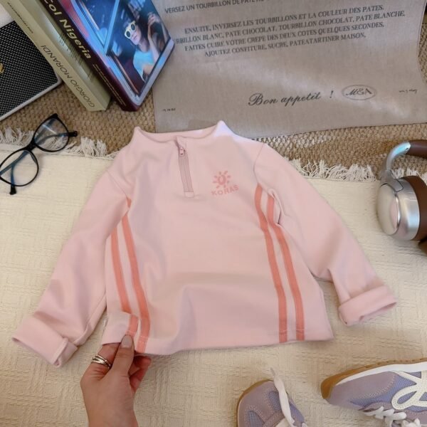 Kids Half-Zip Stand Collar Patchwork Sweatshirt