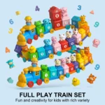 Farm Animal Digital Building Block Train Toy with Finger Puppets