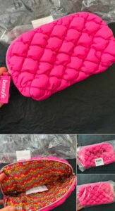 Benefit Pink Quilted Makeup Bag