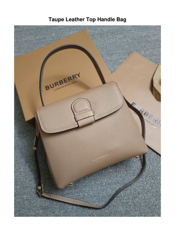 Taupe Leather Top Handle Bag