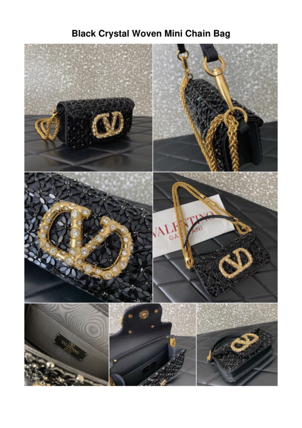 Black-Crystal-Woven-Mini-Chain-Bag Black Crystal Woven Mini Chain Bag