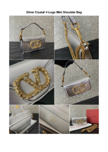 Silver Crystal V-Logo Mini Shoulder Bag