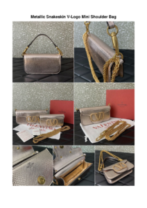 Metallic Snakeskin V-Logo Mini Shoulder Bag