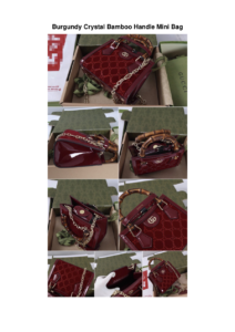 Burgundy Crystal Bamboo Handle Mini Bag