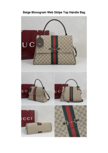 Beige Monogram Web Stripe Top Handle Bag
