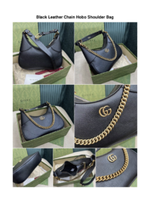 Black Leather Chain Hobo Shoulder Bag
