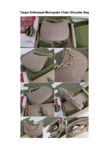 Taupe Embossed Monogram Chain Shoulder Bag
