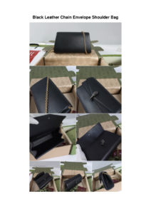 Black Leather Chain Envelope Shoulder Bag