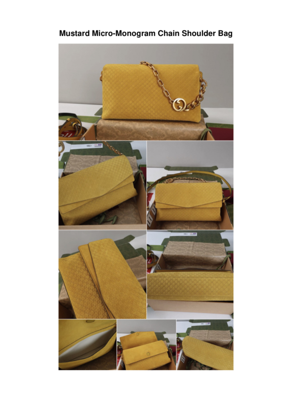 Sac bandoulière chaîne à micro-monogramme moutarde