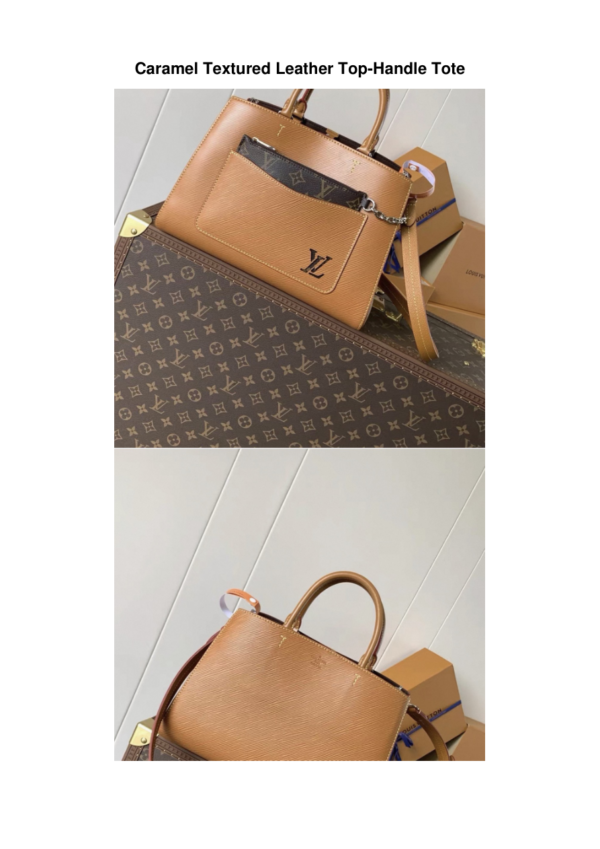 Caramel-Textured-Leather-Top-Handle-Tote Caramel Textured Leather Top-Handle Tote