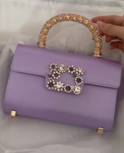 Purple Crystal Handle Shoulder Bag