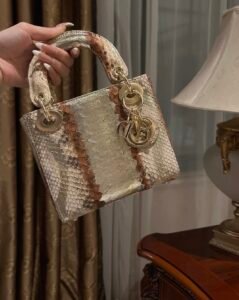 Metallic Python Mini Top Handle Bag