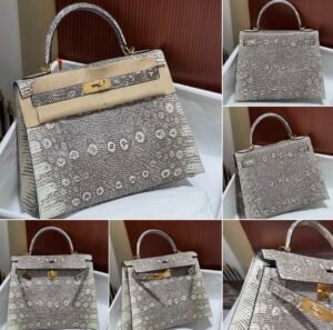 Natural Lizard 28 cm Top Handle Bag