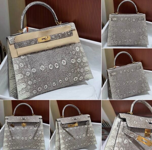 Natural Lizard 28 cm Top Handle Bag