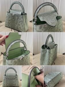 21 cm Metallic Lizard Top Handle Bag