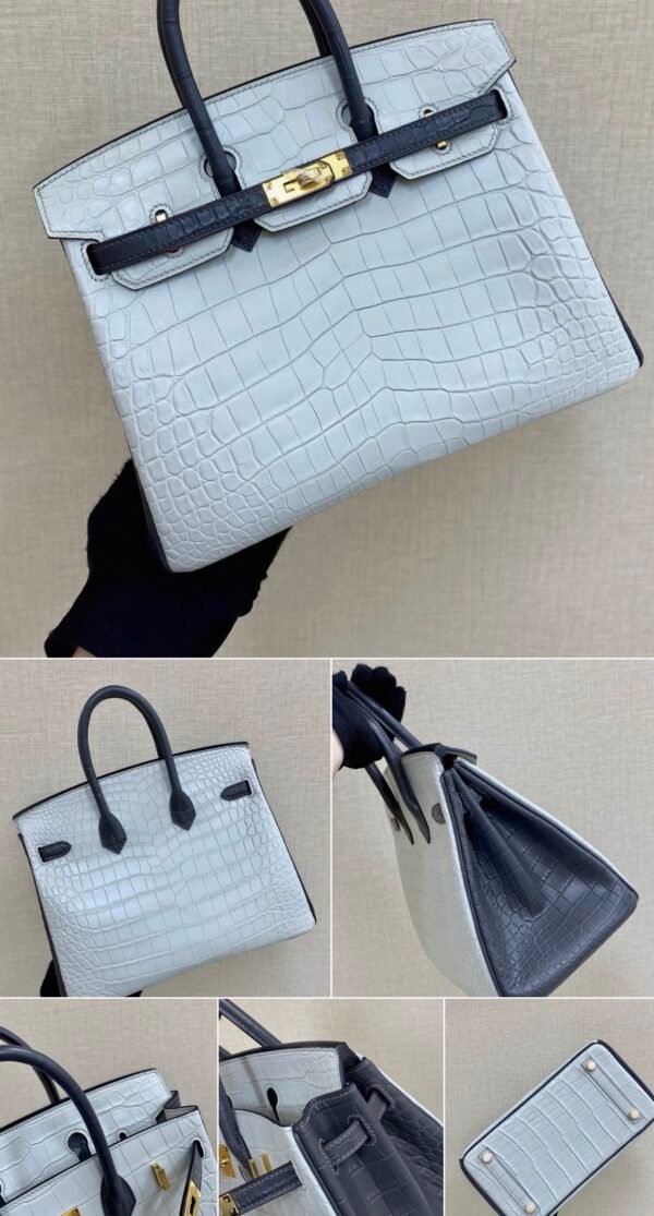 25 cm Crocodile Two-Tone Top Handle Bag