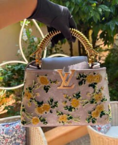 Floral Embroidered Top Handle Bag