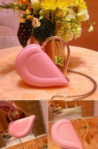 Pink Heart-Shaped Top Handle Bag
